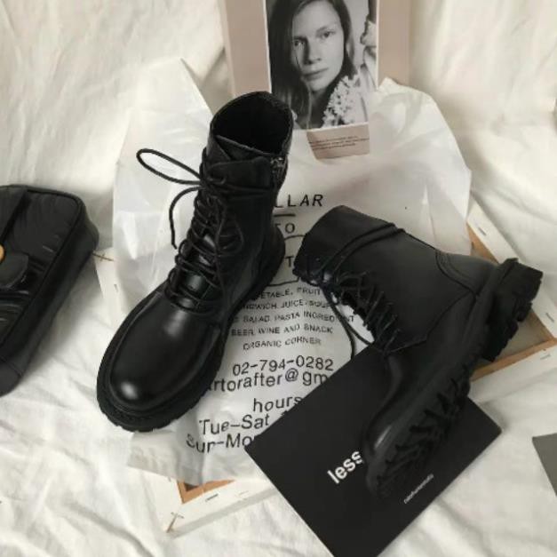 T83 Boot Da Cao Cổ Quảng Châu Dây Giả Kéo Khóa Cạnh Bao Đẹp bao Ngầu
