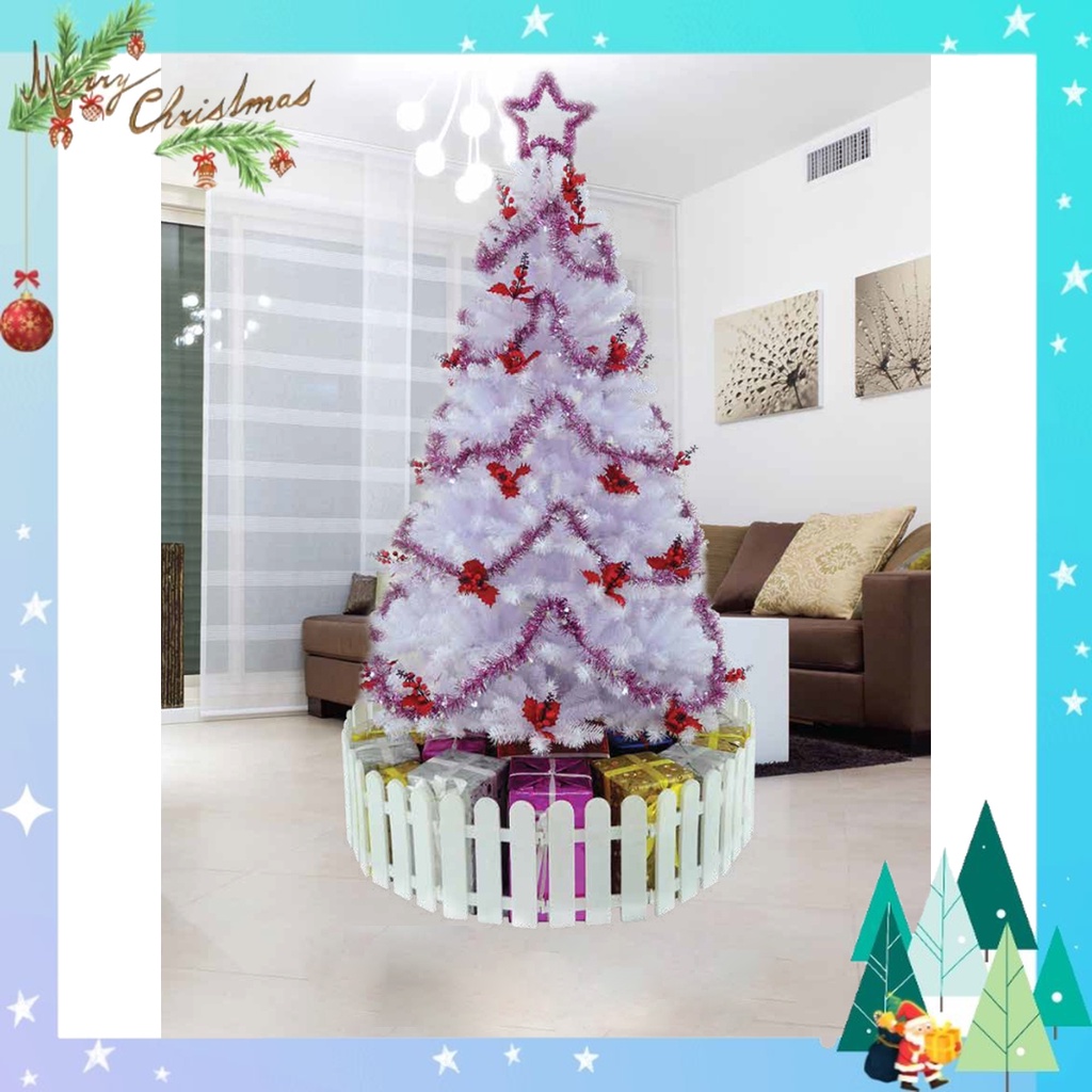 Cây thông noel 2m1 màu trắng gắn trái đỏ 2 in - cây thông noel đầu tròn đẹp trang trí giáng sinh trong nhà ngoài trời