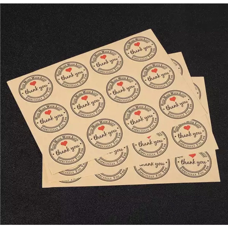 Tem dán,sticker thank you viền chữ xung quanh ( 12 chiếc)