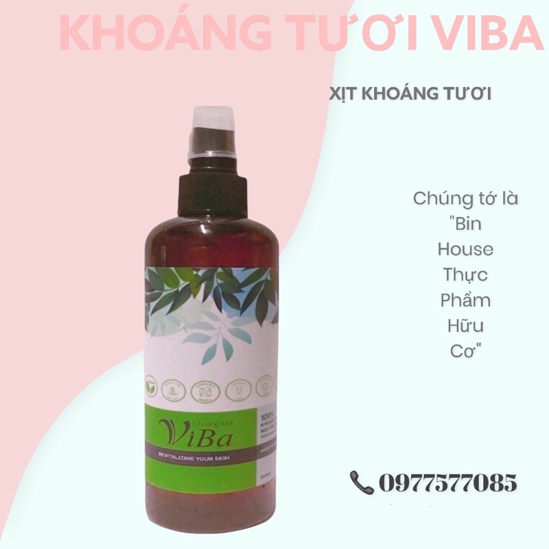 Xịt khoáng tươi nguyên chất 100ml Khoáng Tươi ViBa dưỡng ẩm, bù khoáng, khóa lớp trang điểm, kiềm dầu