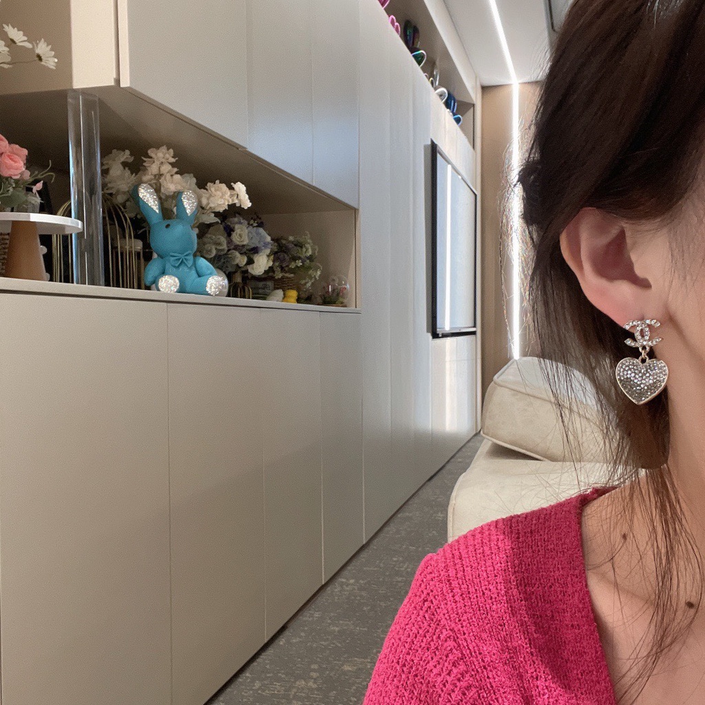 Bông tai bạc 925 cao cấp Channel thiết kế trái tim, nhẹ nhàng, nữ tính