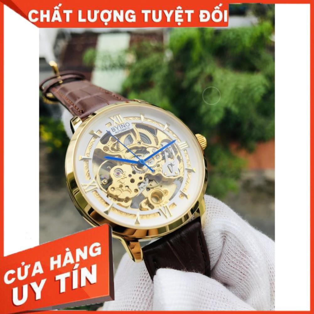 đồng hồ nam BYINO chính hãng automatic dây da cao cấp (tặng kèm hộp)