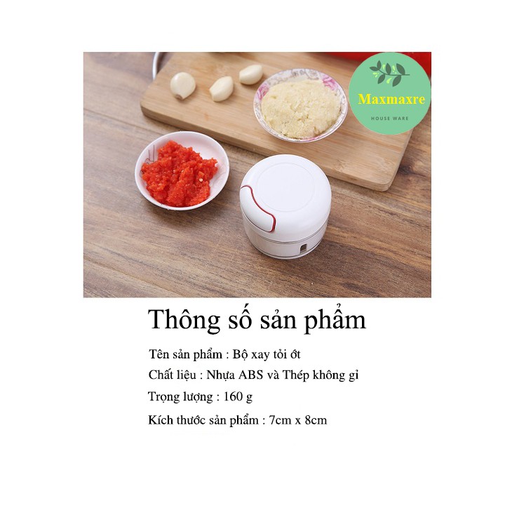 Máy xay tỏi ót mini đa năng dễ sử dụng cho gia đình có quai móc