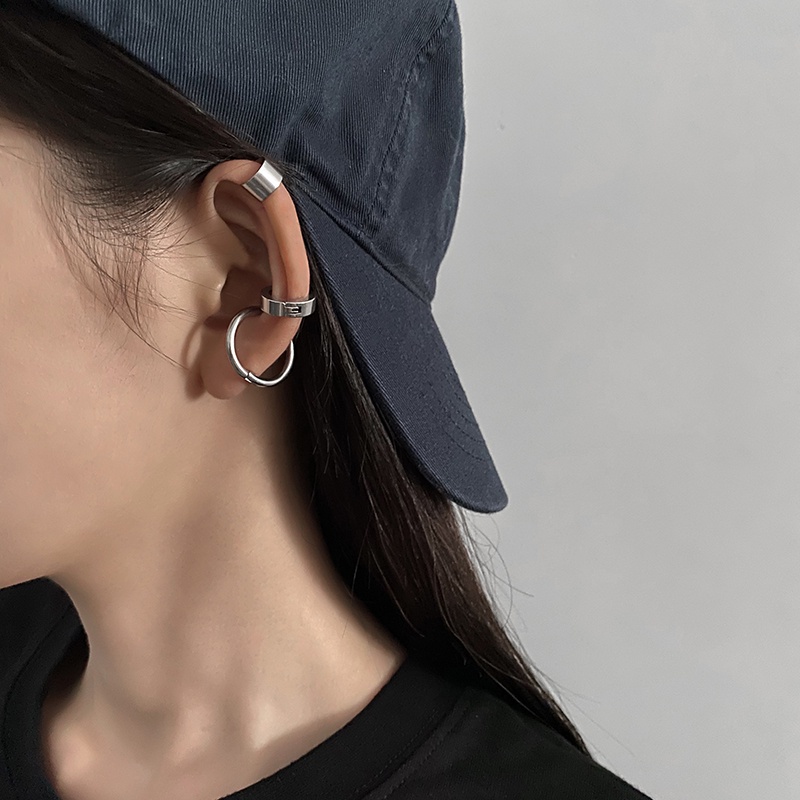 Khuyên Tai Dạng Kẹp Hình Tròn Phong Cách Hip Hop 19A1224