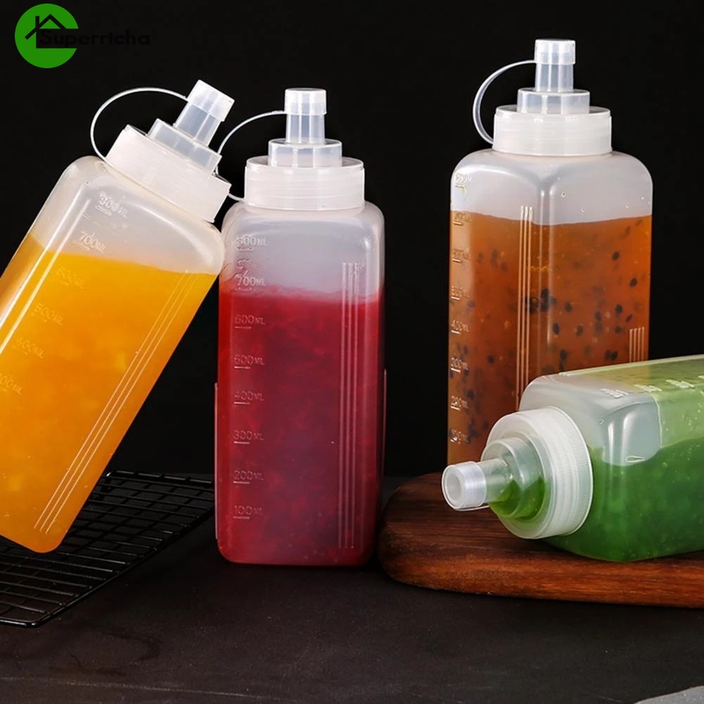 800ml  Large Caliber Squeeze Bottle /Square Squeeze Condiment Bottles With On Cap Lids