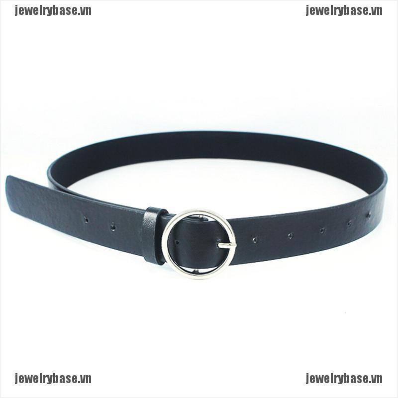 [Base] Fashion Women Girls Belts Leather Round Metal Pin Buckle Waist Belt Waistband [VN]