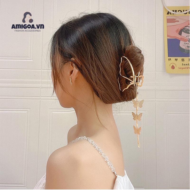 Kẹp Tóc Hình Bướm Bằng Kim Loại Kích Thước Lớn Thanh Lịch Sang Trọng