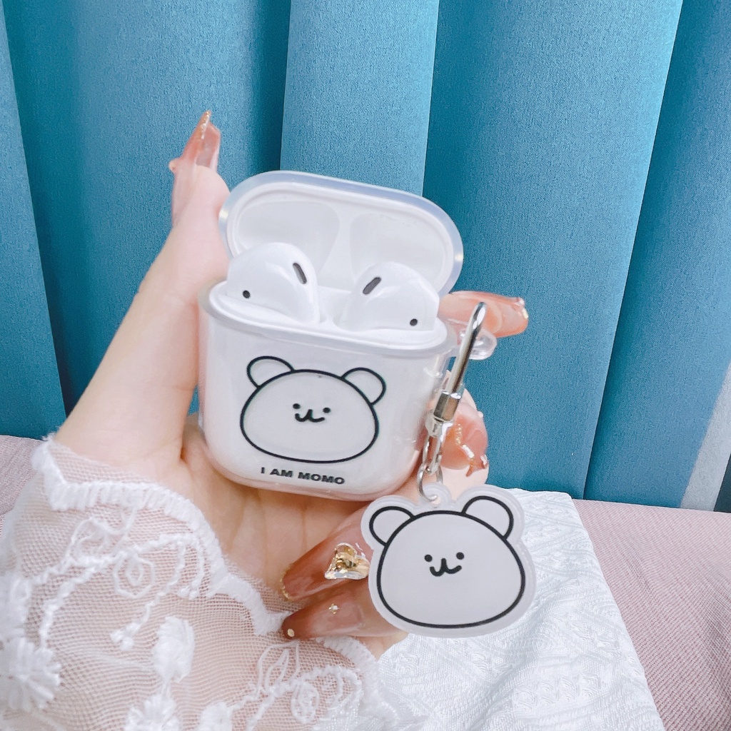 Vỏ Bảo Vệ Hộp Sạc Tai Nghe AirPods3 AirPods3 AirPods2gen Màu Trong Suốt Họa Tiết Đầu Gấu Dễ Thương Ốp