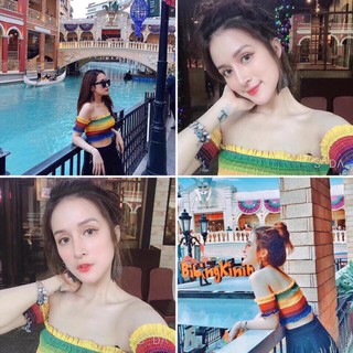 ÁO TRỄ VAI CROPTOP PHỐI NHIỀU MÀU