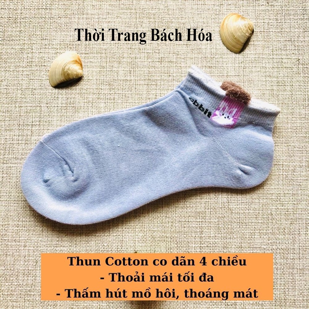 Tất nữ cổ ngắn, tất vớ nữ cổ ngắn họa tiết tai thỏ xinh xắn