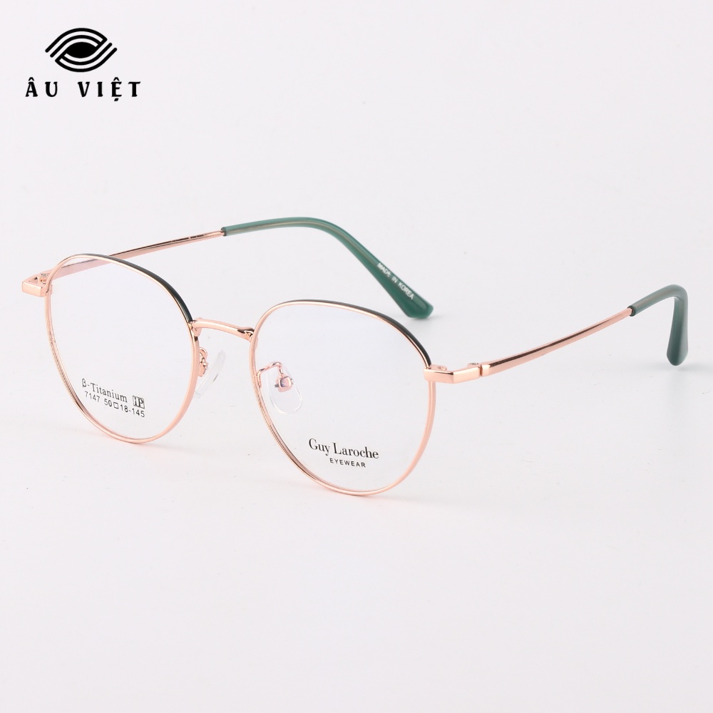 Gọng kính GL 7147 dáng tròn màu vàng/bạc/đen Full box