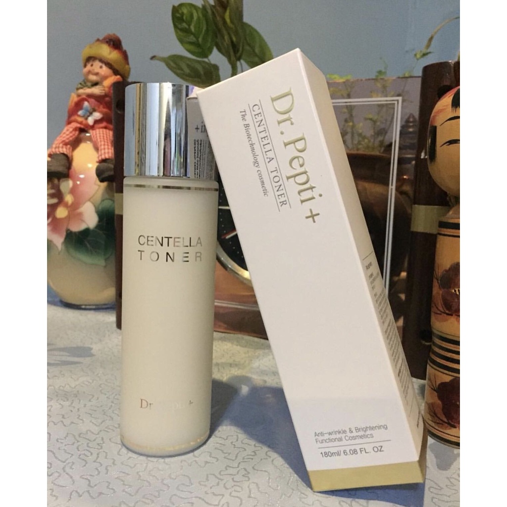 Toner nước hoa hồng căng bóng da Dr. Pepti + Centella - Chai 180ml, dưỡng ẩm, se khít lỗ chân lông, làm mịn da