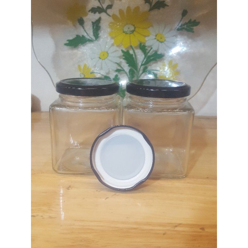 hủ thủy tinh 280ml thân vuông nắp thiếc