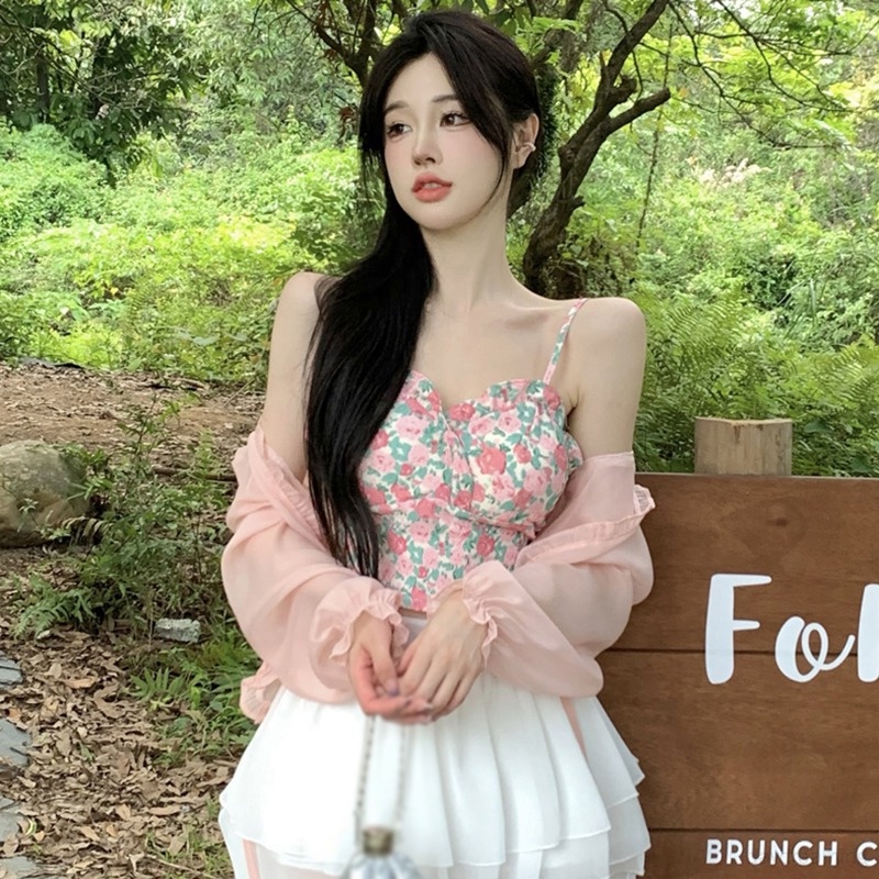 Áo Croptop Kiểu Nữ Áo Khoác Cardigan Chất Chiffon Tay Dài Màu Sắc Thanh Lịch