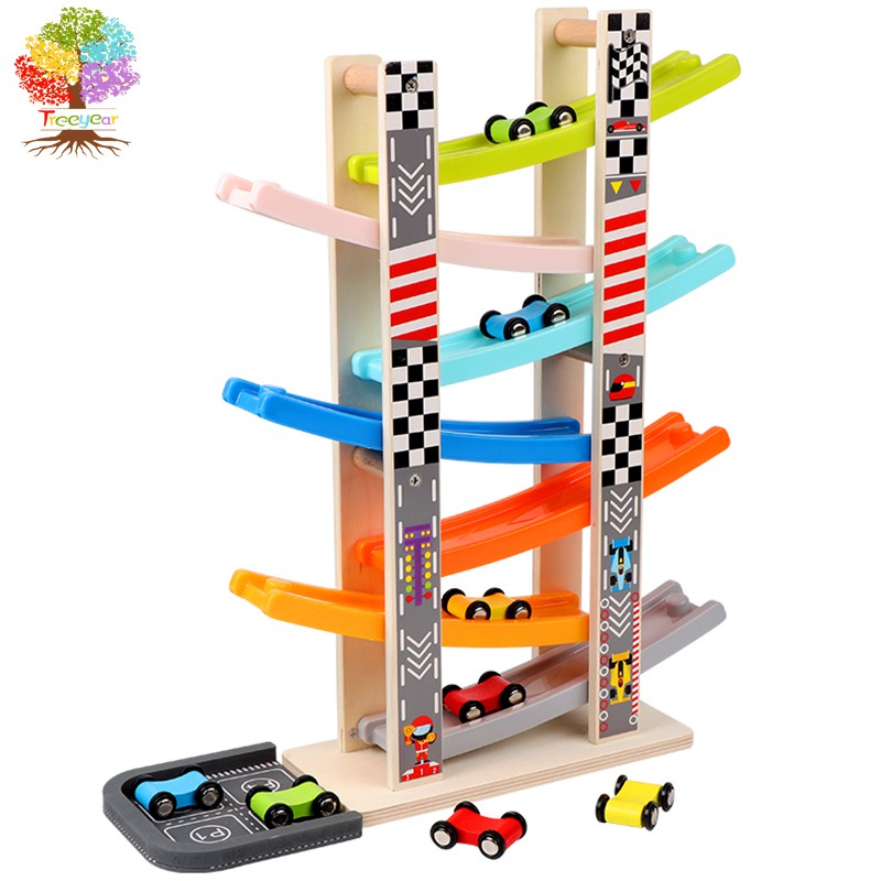 Bộ đồ chơi xe đua Treeyear mini bằng gỗ cho bé 1 / 2 / 3 tuổi