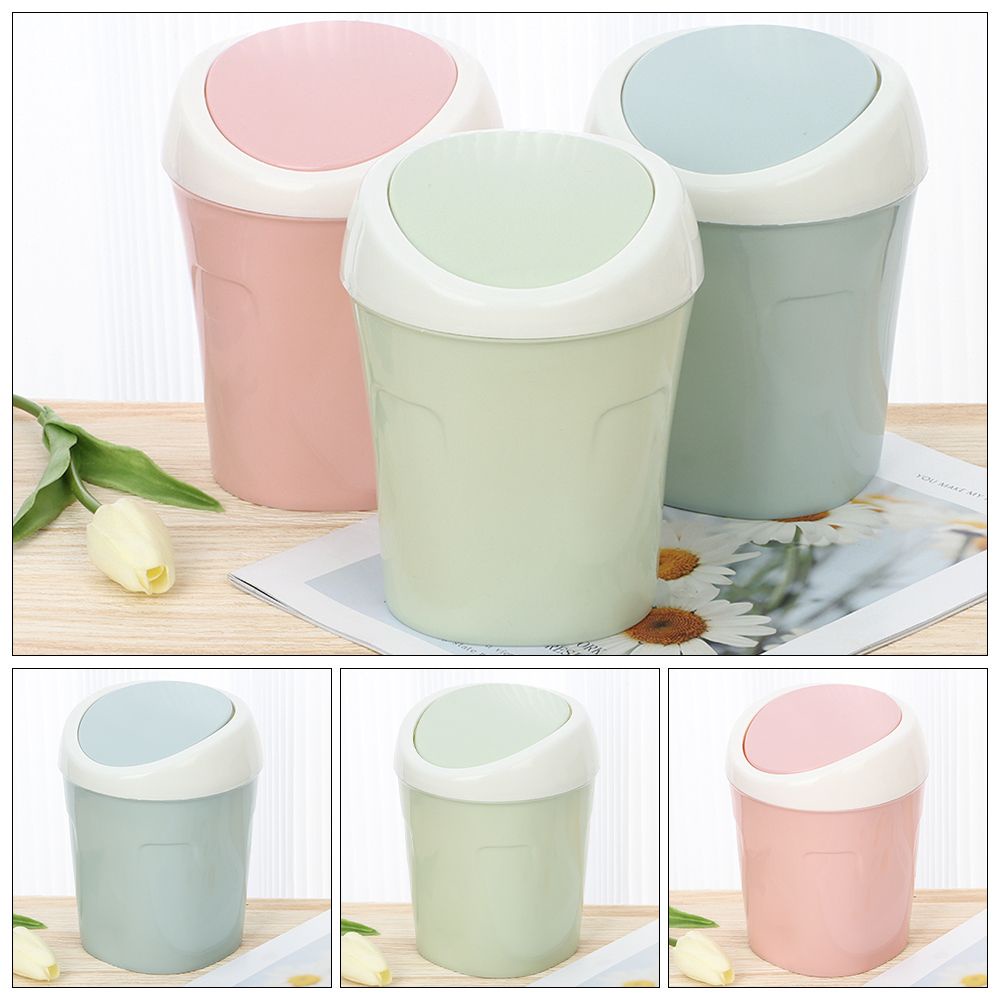 Thùng rác để bàn mini bằng nhựa có nắp đậy