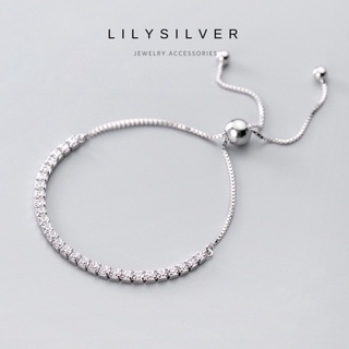 Lắc tay / Vòng tay bạc nữ dây rút full đá chất liệu bạc s925 - Lily