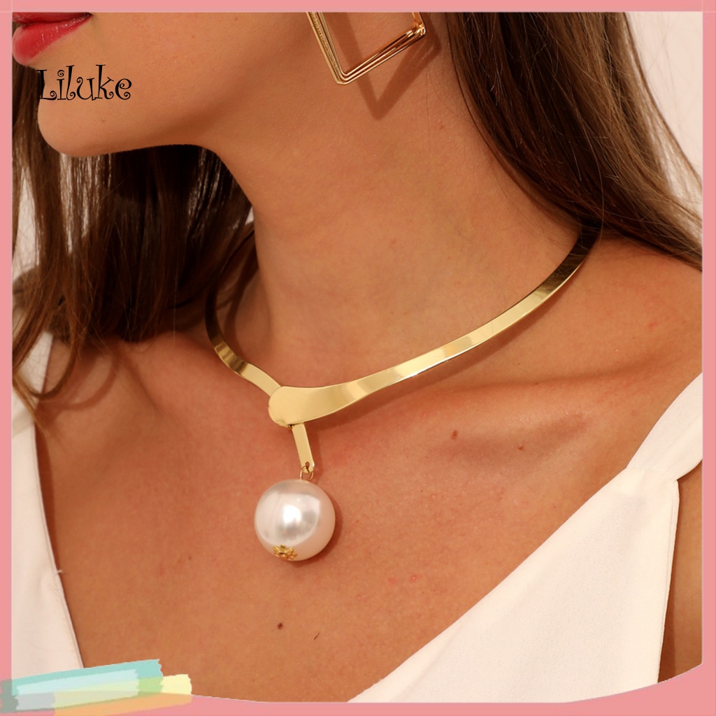 Choker Hợp Kim Đính Ngọc Trai Giả 3 Kiểu Dáng Lựa Chọn