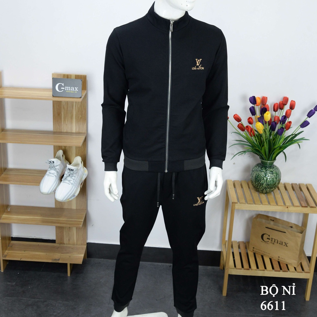 Bộ thể thao nam thu đông kéo khóa chất umi xịn dày dặn cao cấp mã 6611 bộ nỉ nam thu đông LV viền