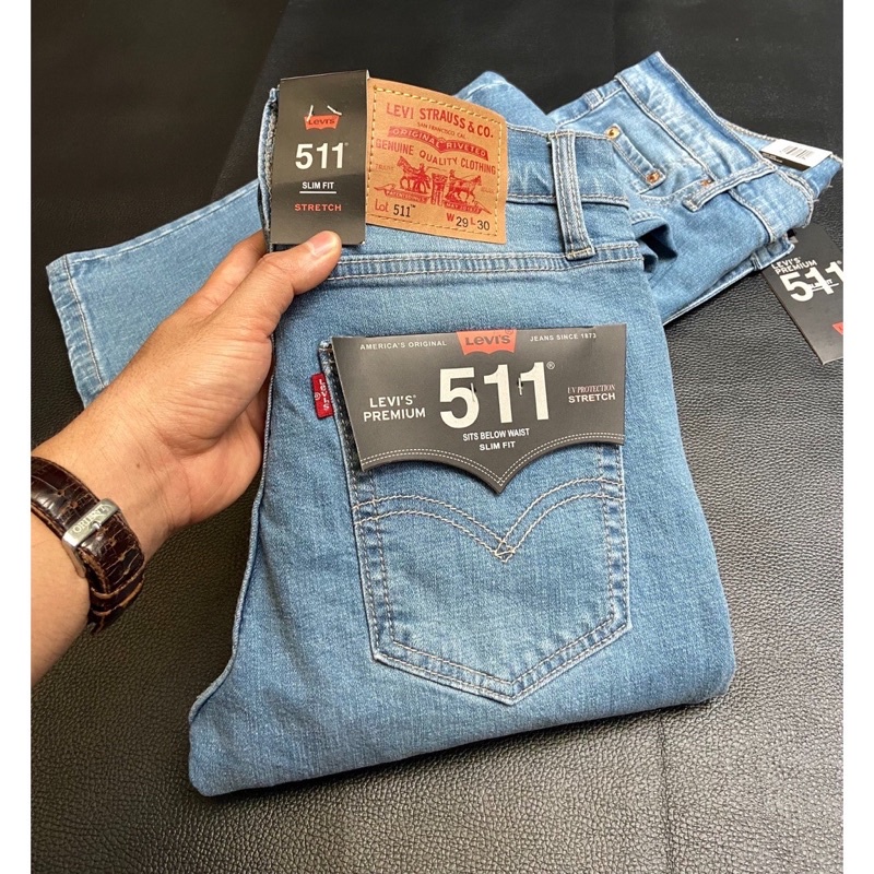 - Quần jean nam Le511 màu xanh nhạt - chất vải co giãn