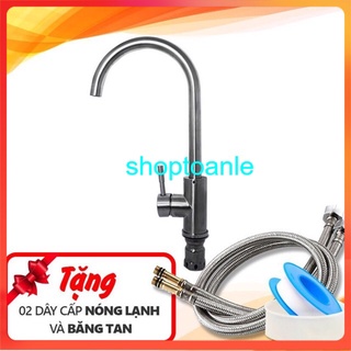 ⚡[FREESHIP] Vòi chậu rửa bát nóng, lạnh Inox sus 304 cắm chậu+2 Dây cấp