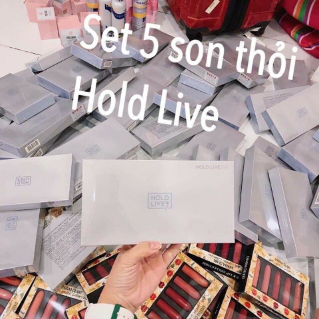 Set 5 son sáp Hold Live vỏ pha lê siêu đẹp