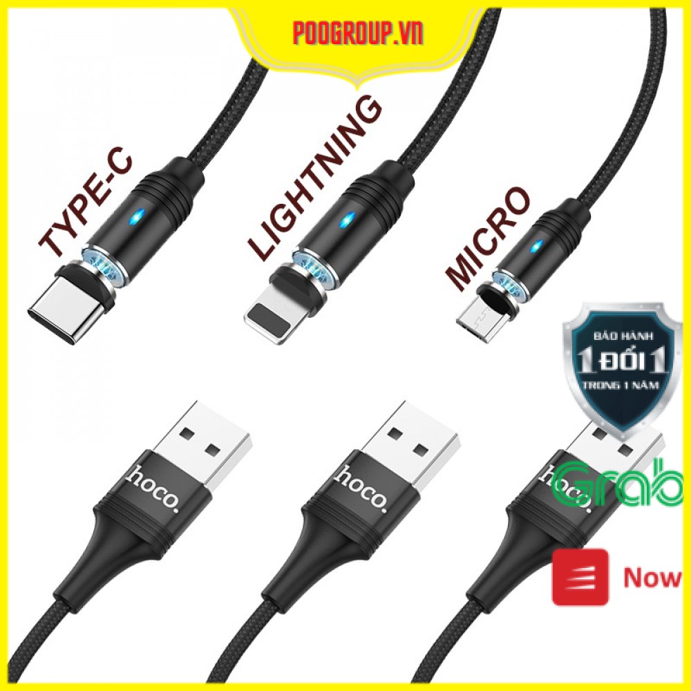 Cáp sạc nam châm HOCO U76 (Micro, Lightning, Type C)