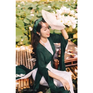 Set yếm chụp Sen màu xanh