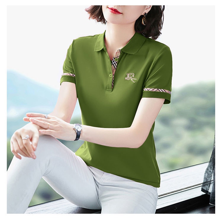 Áo Thun cotton Tay Ngắn Dáng Rộng plus size Thêu Họa Tiết Thời Trang Mùa Hè Cho Nữ Trung Niên