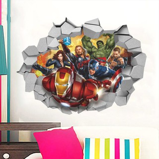 Miếng dán tường hình The Avengers 3D, dễ chùi rửa