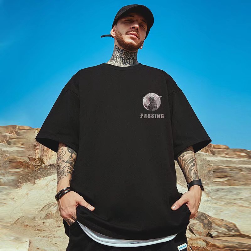 Áo Thun Tay Ngắn Dáng Rộng In Họa Tiết Hoạt Hình Phong Cách Hip Hop Đường Phố Hàn Quốc Thời Trang Mùa Hè Cho Nam M-8XL