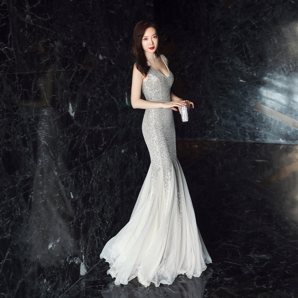Đầm Dự Tiệc Dáng Dài Đuôi Cá Ôm Thời Trang Sang Trọng Cho Nữ
