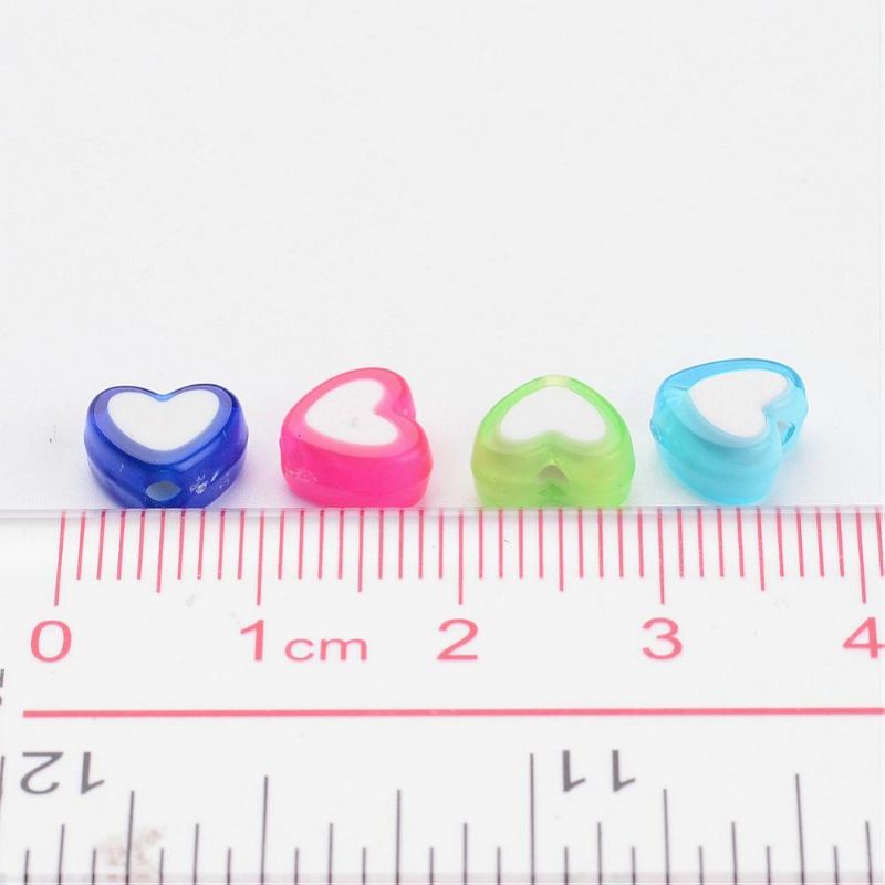 10 Hạt nhựa hình trái tim  xỏ lỗ 2 đầu