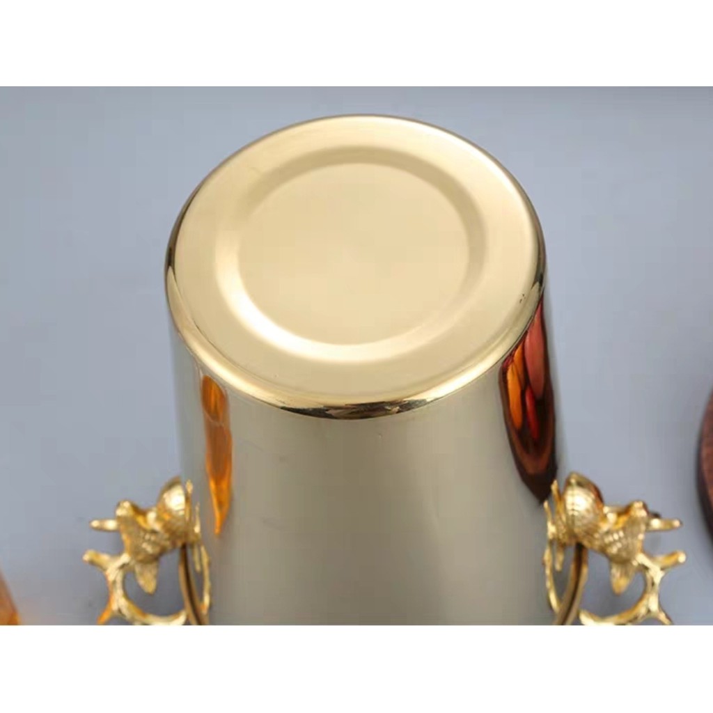 XÔ ĐÁ NGÂM RƯỢU ĐẦU HƯƠU MÀU VÀNG CAO CẤP - Inox 304