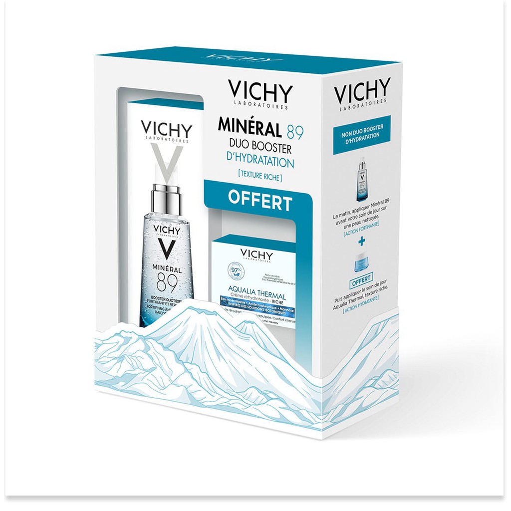 [Mã giảm giá mỹ phẩm chính hãng] Vichy Minéral 89 Duo Booster D'Hydratation ( Texture Riche ) - Set Quà Tặng Cấp Nước Ch