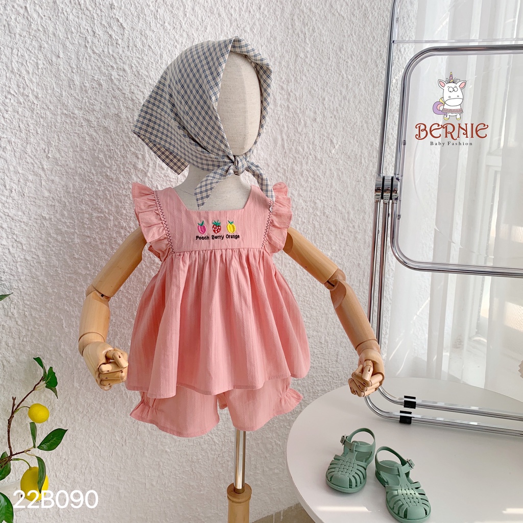 Bộ cộc tay cánh tiên thêu hoạ tiết bé gái, bộ thô đũi cánh tiên mùa hè cho bé