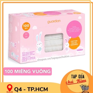 [MẪU MỚI] Bông tẩy trang cotton GUARDIAN vuông hộp 100 MIẾNG có dập viền - tapquachukim
