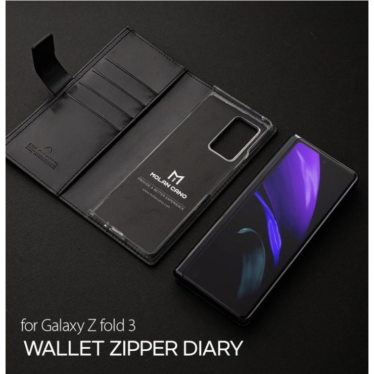 Leather Wallet Case for galaxy Z Fold 2 3 4  s22 ultra plus - 6 Colors / Card holder Zipper Diary wine red brown navy black pink Korea fold3 fold2 fold4