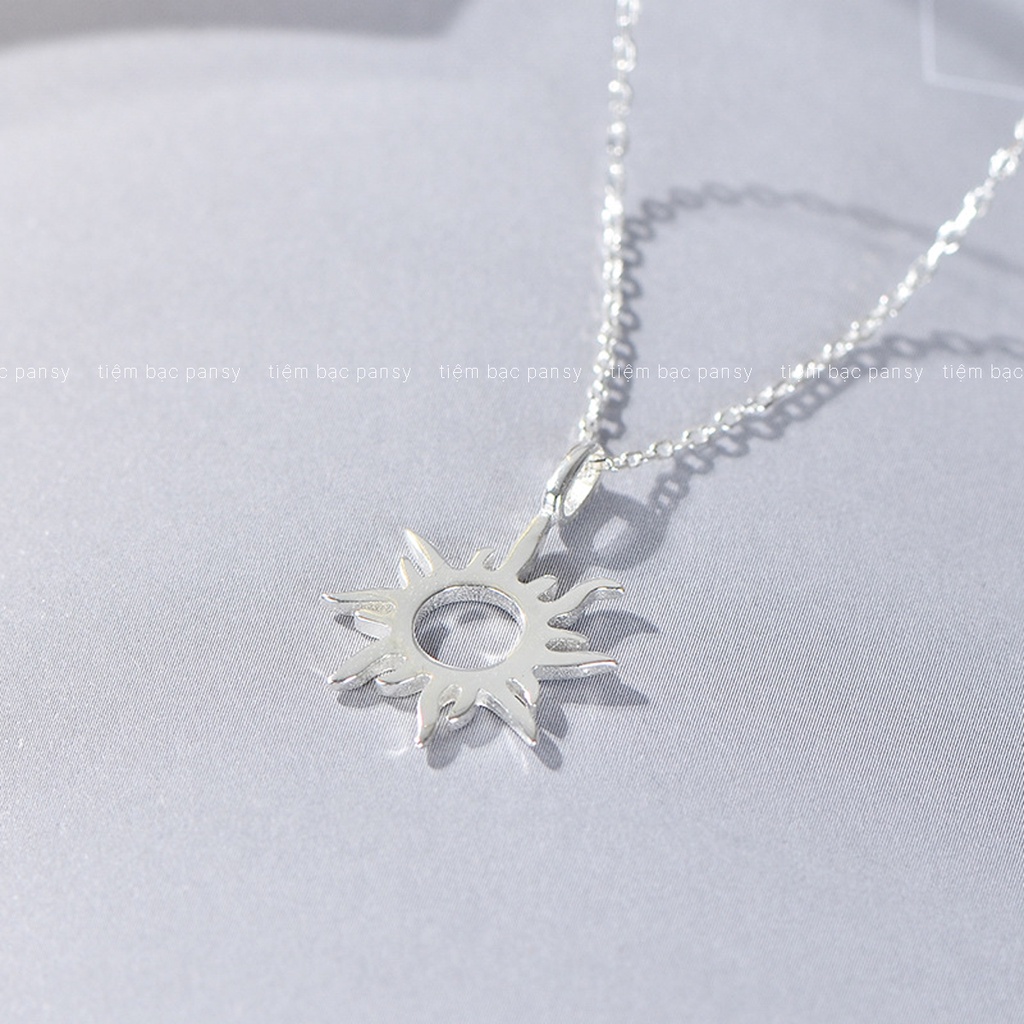 Dây chuyền bạc nữ PANSY hình mặt trời cuốn hút, vòng cổ hoa mặt trời The Sun bằng bạc ta 925