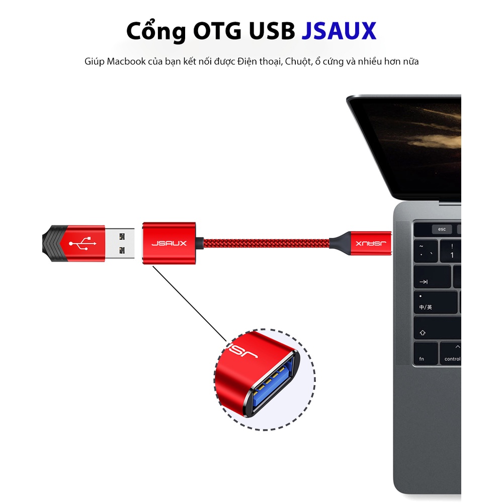 Cáp Chuyển Đổi Type C Sang Usb 3.0 Cao Cấp CD0019 JSAUX - Cho Điện Macbook, Điện thoại Samsung, Oppo, Huewei...Cáp OTG