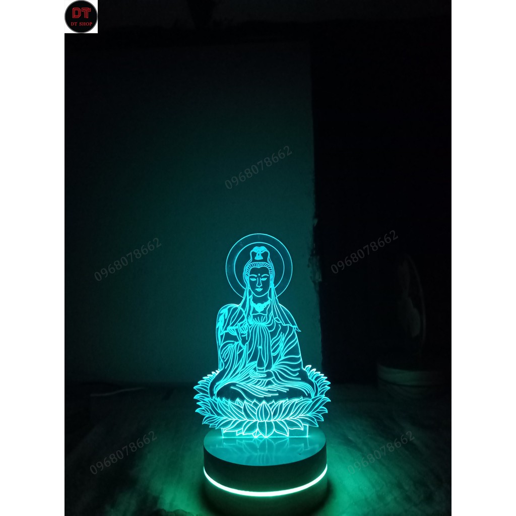 Đèn 3D hình Phật Quan Âm