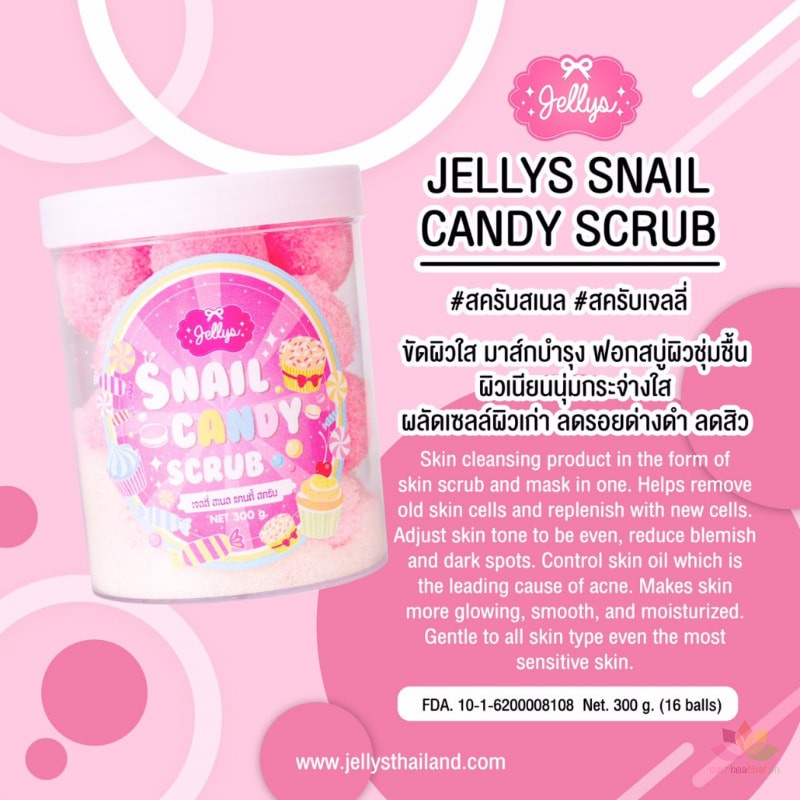 01 Hủ Viên Ủ Trắng Da Jellys Snail Candy Scrub Thái Lan 300gram