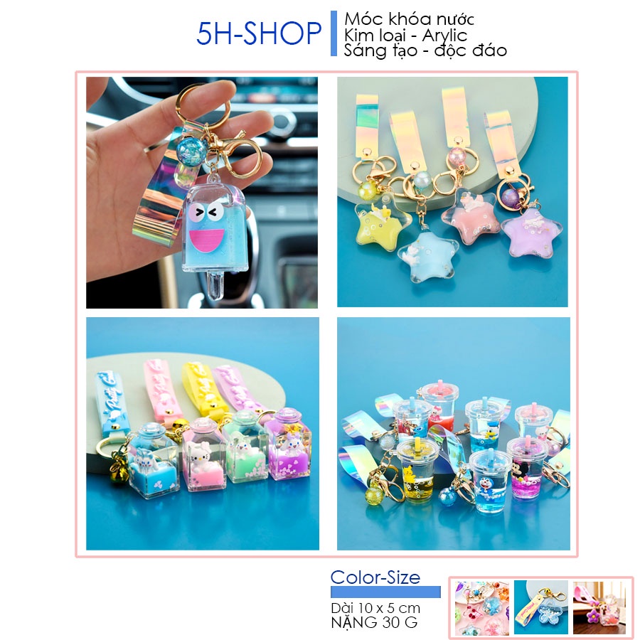 Móc khóa bình nước trong suốt nhiều kiểu - thú cứng - chất liêu Acrylic - bền đep có video sản phẩm kiểu