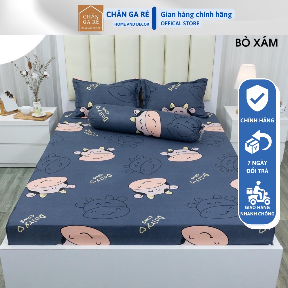 Bộ ga gối cottong poly m6/m8/2m2 mẫu bò sữa đủ kích thước m6 m8 2m mẫu mới 2022