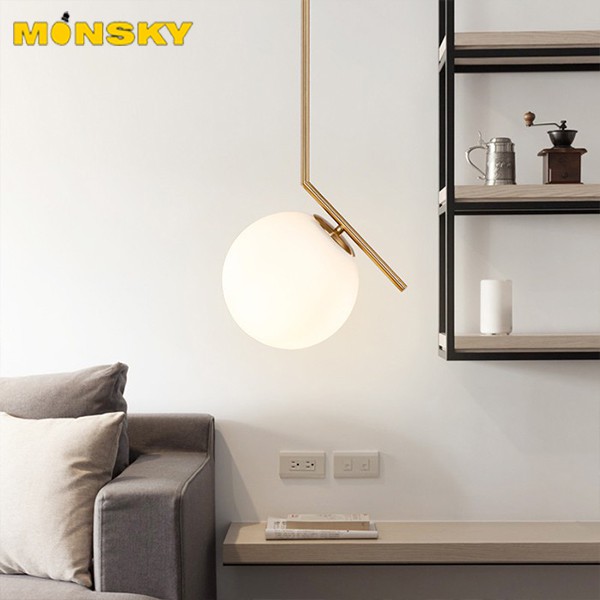 Đèn thả trần MONSKY trang trí cao cấp hiện đại hình cầu trang nhã mạ vàng đẹp mắt MOON LAMP - đã bao gồm bóng LED