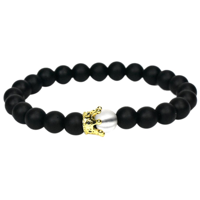 Vòng Tay Chuỗi Hạt 8mm Co Giãn Mặt Hình Vương Miện