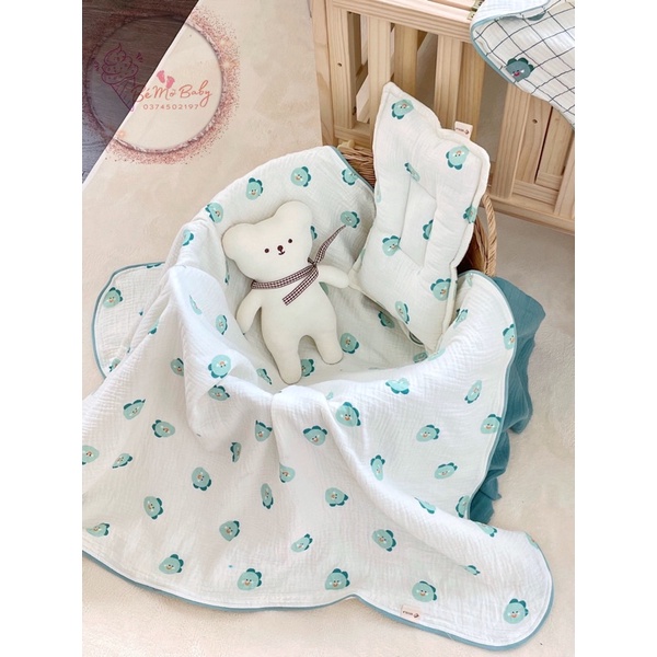 Set Chăn gối xô cho bé muslin