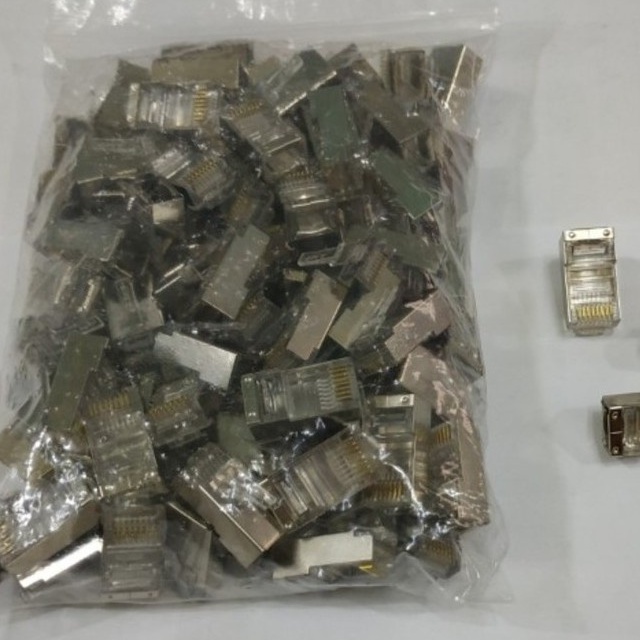 Đầu mạng xuyên thấu RJ45 Cat5/ Cat6- Bịch 100c- Loại Nhựa, Nhôm- Chống Nhiễu