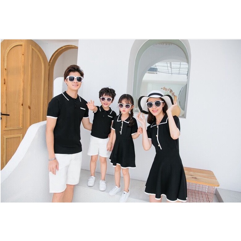 Áo polo Màu Đen Thời Trang Cho Gia Đình