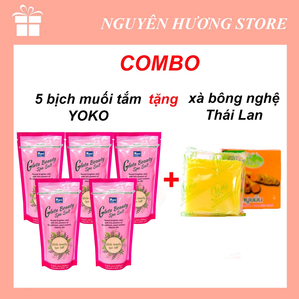 [TẶNG XÀ BÔNG NGHỆ] Muối tắm tẩy tế bào chết Yoko Gluta 300G Thái Lan